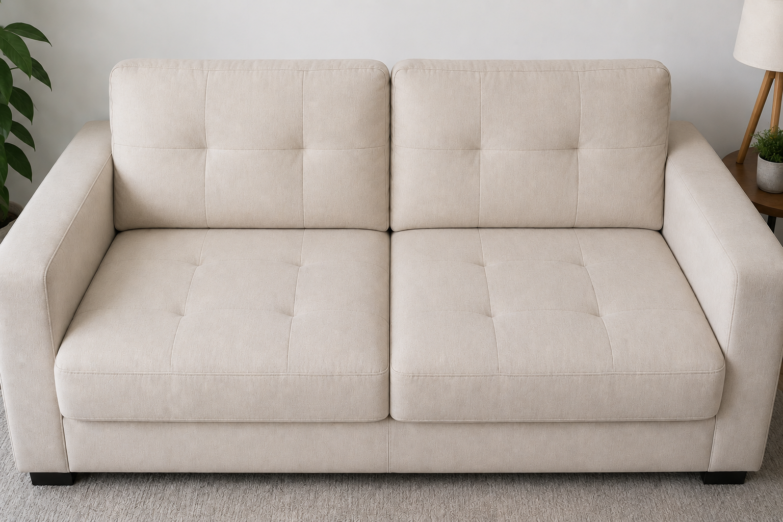 Sofá completamente limpo e renovado após higienização profissional BravoClean Porto Alegre
